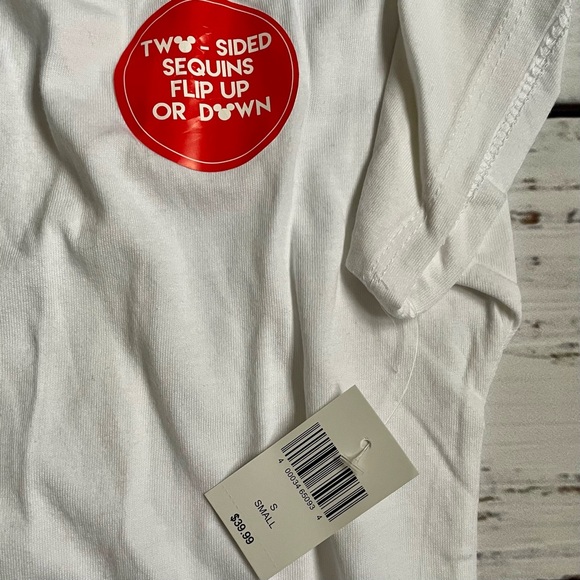 Disney White Glitter Mickey Mouse Women’s Tee - Picture 5 of 6